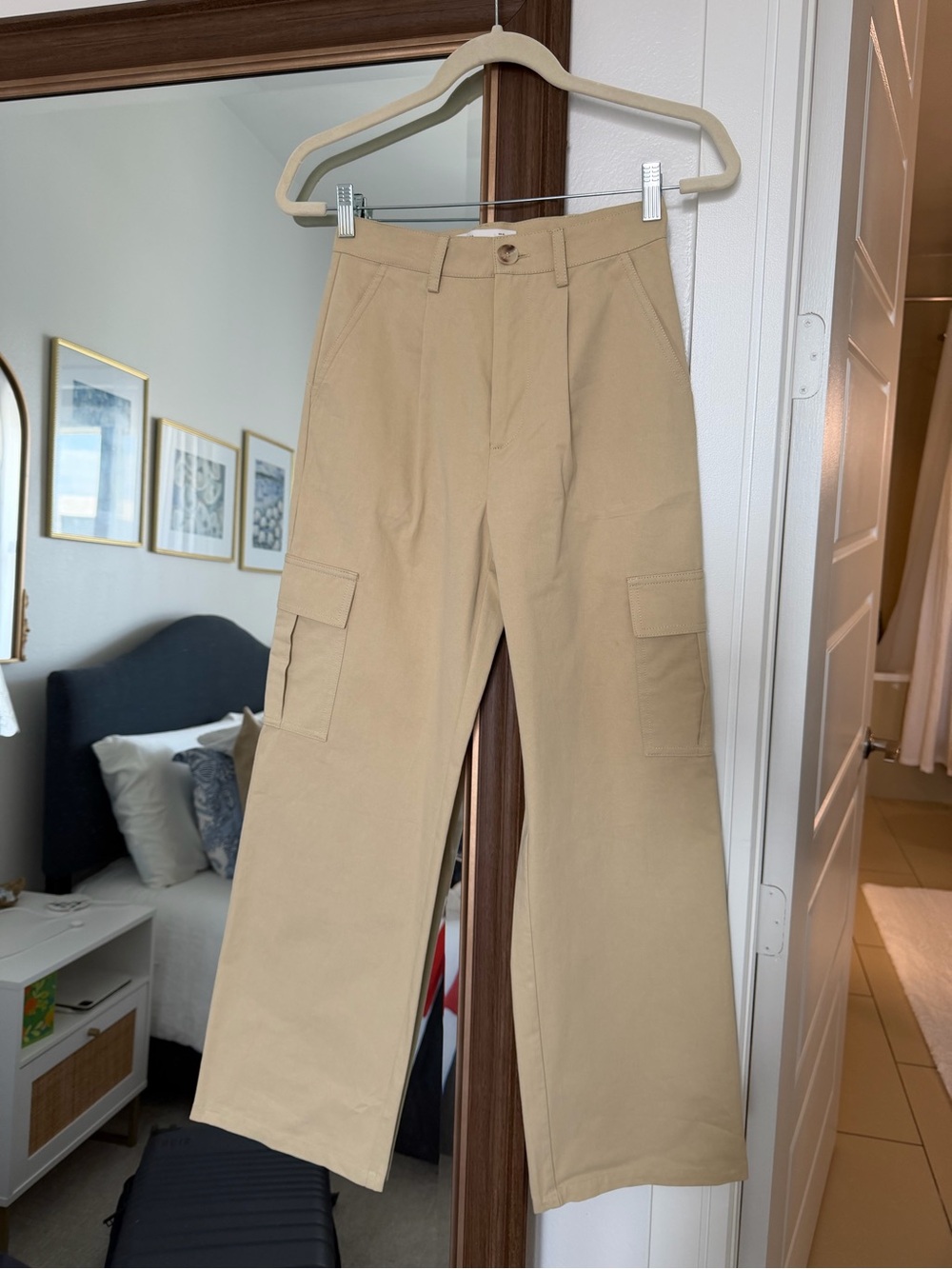 Elodie Tan Cargo Pants with Side Pockets